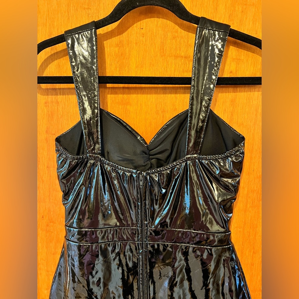 Ashley Park x RTR faux leather dress Small vegan stretch bodycon sheath midi - Picture 9 of 16